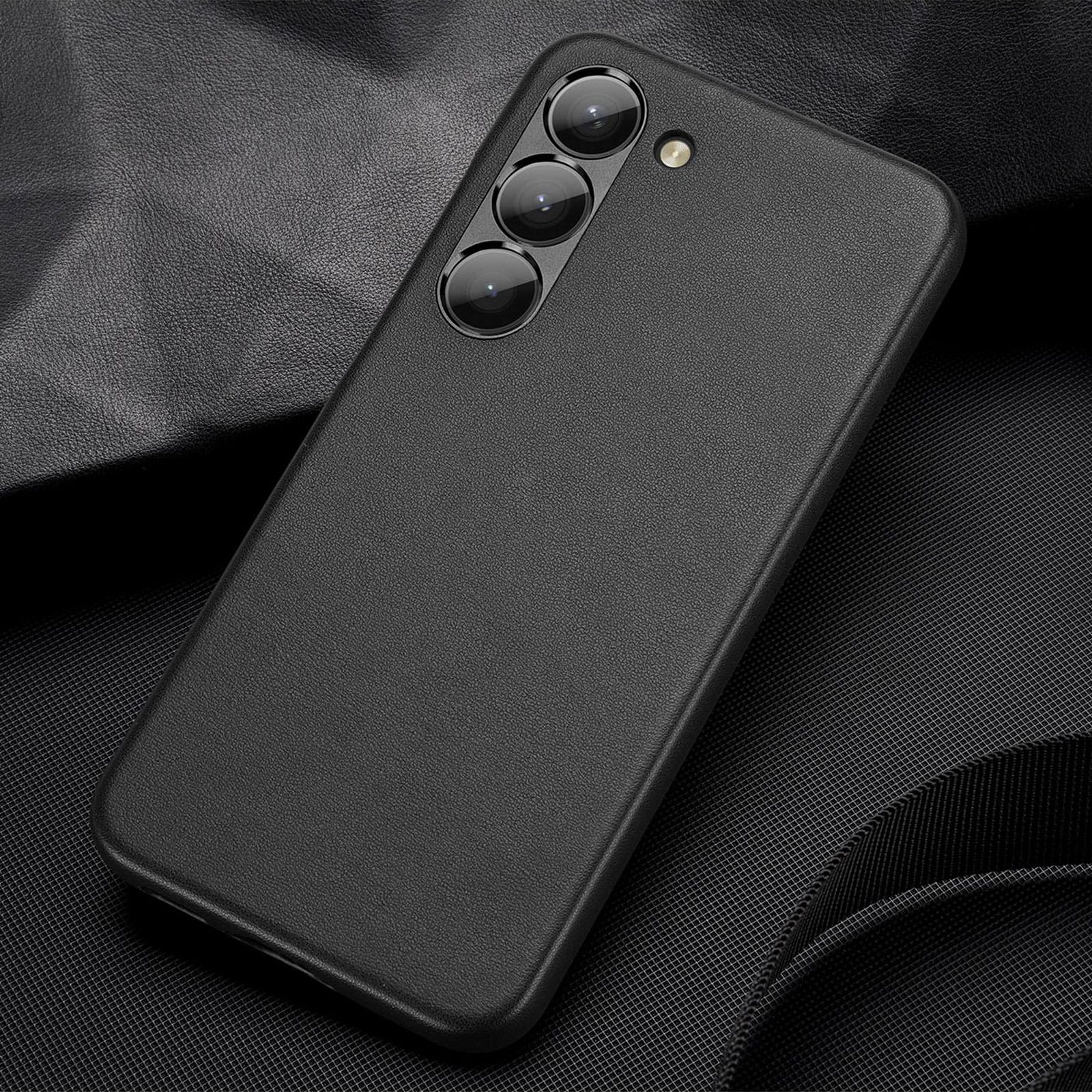 Dux Ducis Grit-etui til Samsung Galaxy S23+ elegant etui lavet af kunstlæder sort