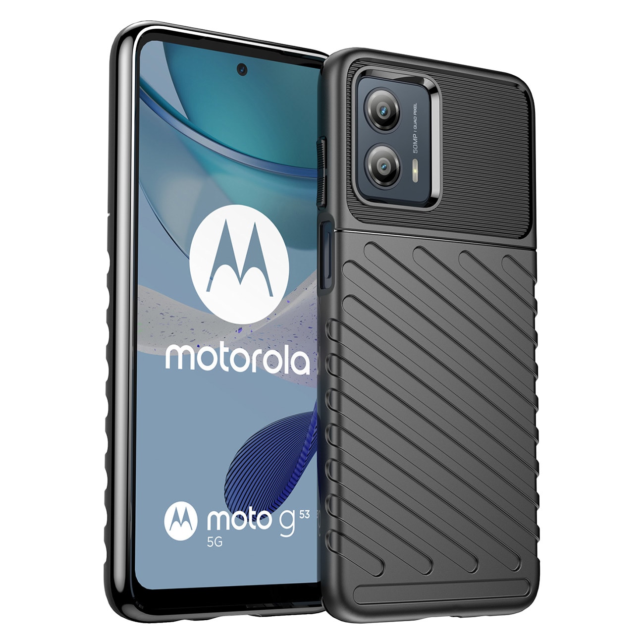 Thunder Case fodral för Motorola Moto G53 silikon pansar fodral svart