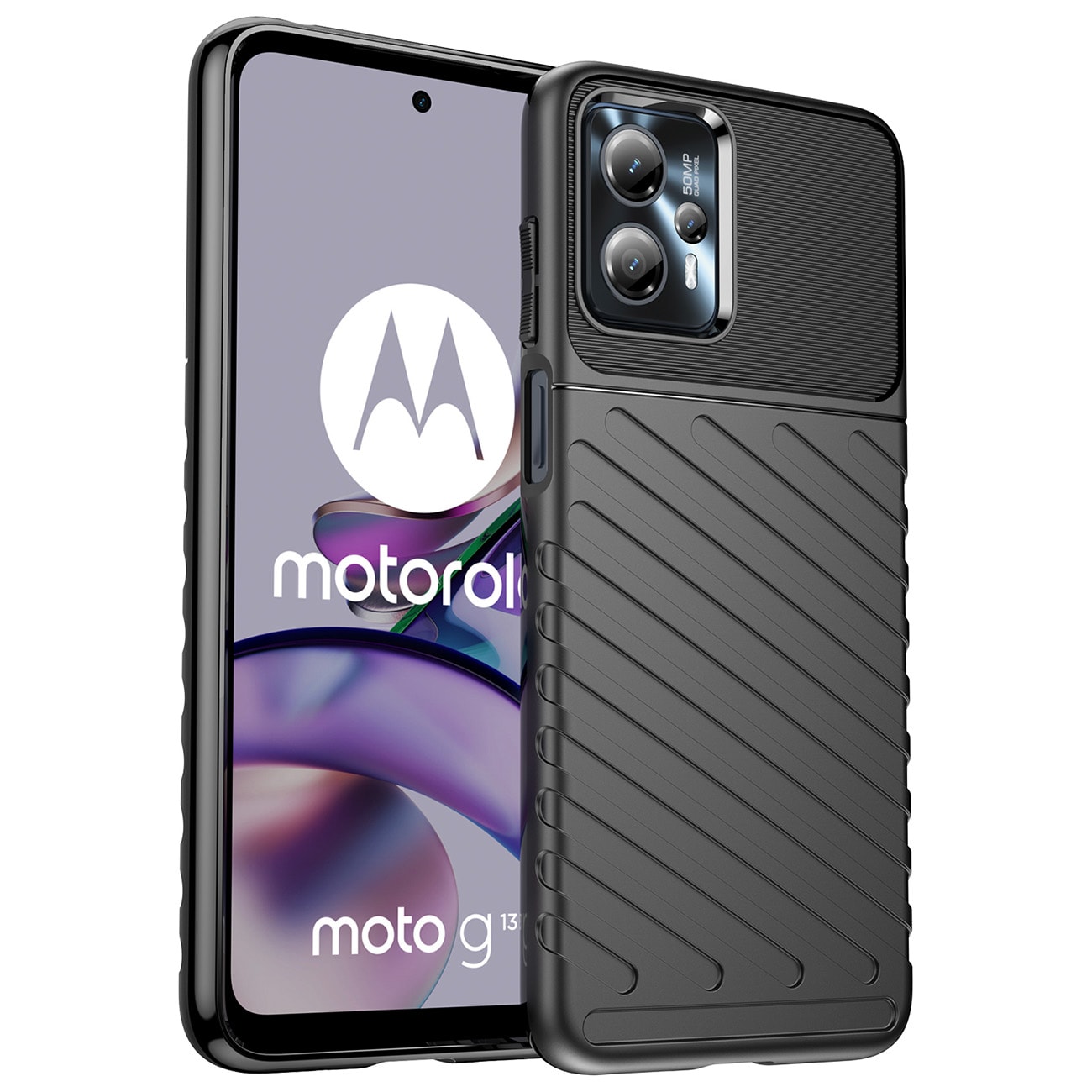 Thunder Case fodral för Motorola Moto G13 silikon pansar fodral svart