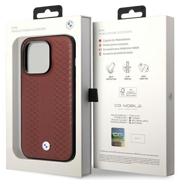 Fodral BMW BMHCP14L22RFGR iPhone 14 Pro 6,1" Burgundy/burgundy Läder Diamantmönster