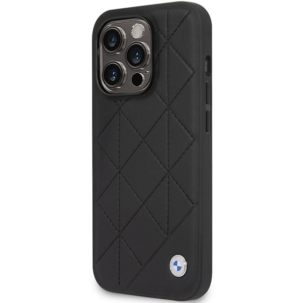 Fodral BMW BMHCP14L22RQDK iPhone 14 Pro 6,1" svart/svart Quiltat läder