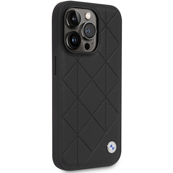 Fodral BMW BMHCP14L22RQDK iPhone 14 Pro 6,1" svart/svart Quiltat läder