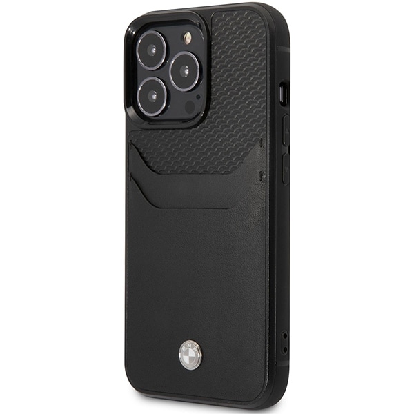 Fodral BMW BMHCP14L22RSEPK iPhone 14 Pro 6,1" svart/svart Läder Kortplats