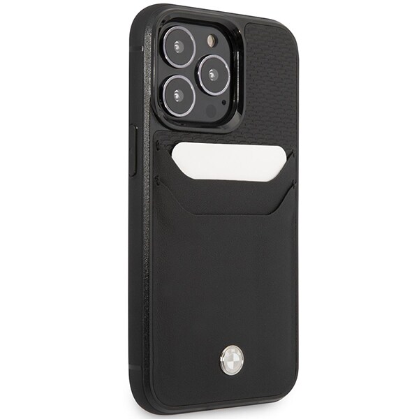 Fodral BMW BMHCP14L22RSEPK iPhone 14 Pro 6,1" svart/svart Läder Kortplats