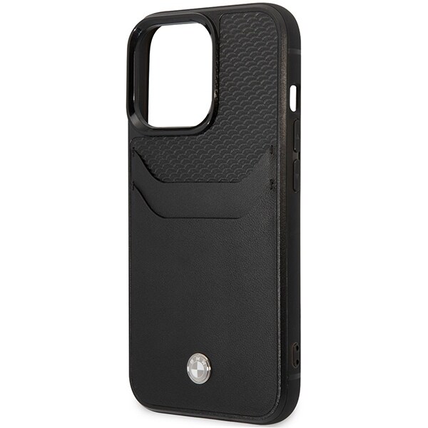 Fodral BMW BMHCP14L22RSEPK iPhone 14 Pro 6,1" svart/svart Läder Kortplats