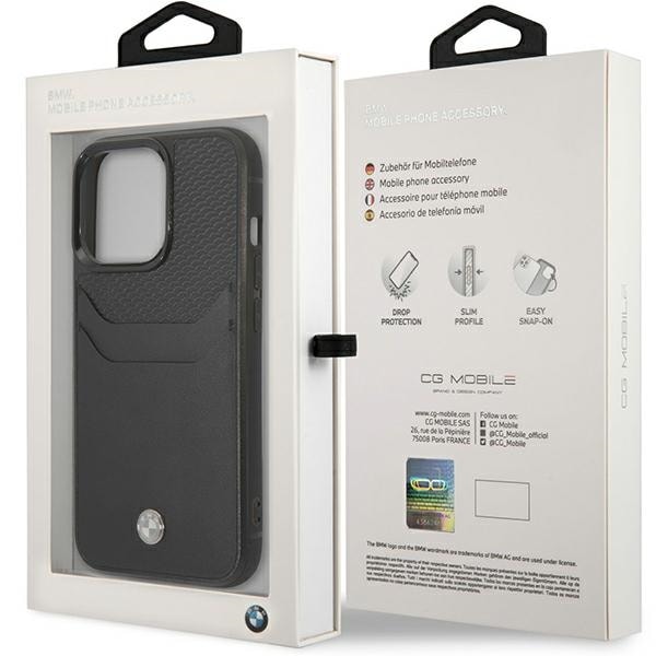 Fodral BMW BMHCP14L22RSEPK iPhone 14 Pro 6,1" svart/svart Läder Kortplats