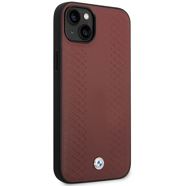 Fodral BMW BMHCP14S22RFGR iPhone 14 6,1" Burgundy/burgundy Läder Diamantmönster