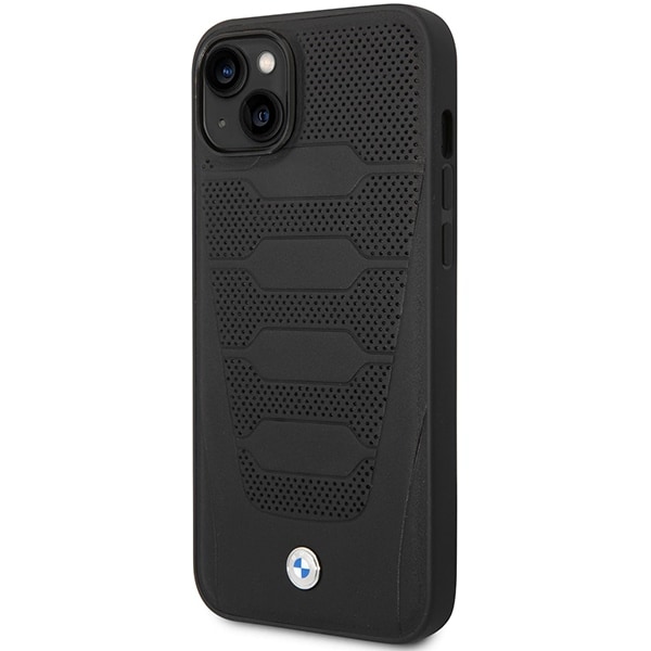 Fodral BMW BMHCP14S22RPSK iPhone 14 6,1" svart/svart Lädersäten Mönster