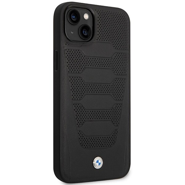 Fodral BMW BMHCP14S22RPSK iPhone 14 6,1" svart/svart Lädersäten Mönster