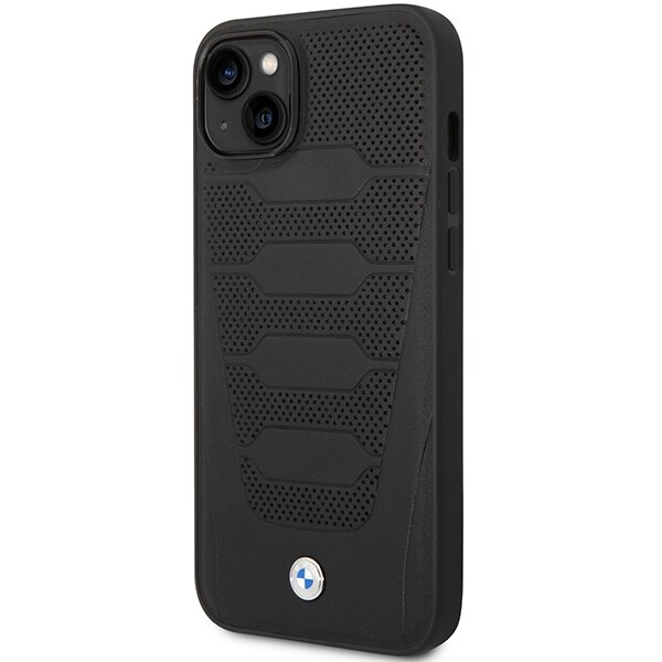 Fodral BMW BMHCP14S22RPSK iPhone 14 6,1" svart/svart Lädersäten Mönster