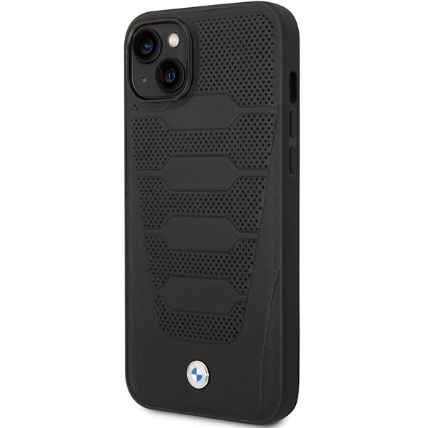 Fodral BMW BMHCP14S22RPSK iPhone 14 6,1" svart/svart Lädersäten Mönster