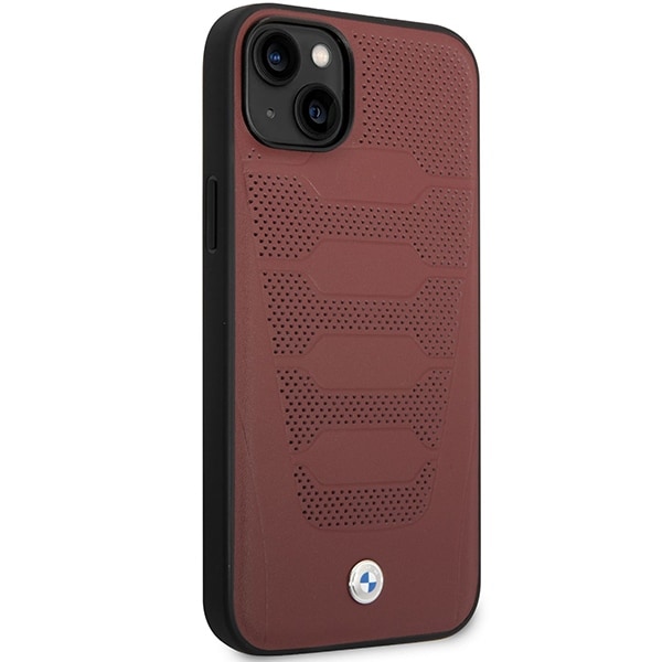 Fodral BMW BMHCP14S22RPSR iPhone 14 6,1" burgundy/burgundy Lädersäten mönster
