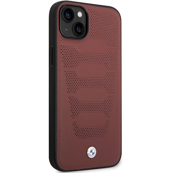 Fodral BMW BMHCP14S22RPSR iPhone 14 6,1" burgundy/burgundy Lädersäten mönster