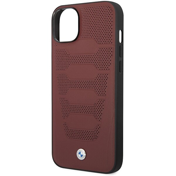 Fodral BMW BMHCP14S22RPSR iPhone 14 6,1" burgundy/burgundy Lädersäten mönster