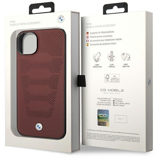 Fodral BMW BMHCP14S22RPSR iPhone 14 6,1" burgundy/burgundy Lädersäten mönster