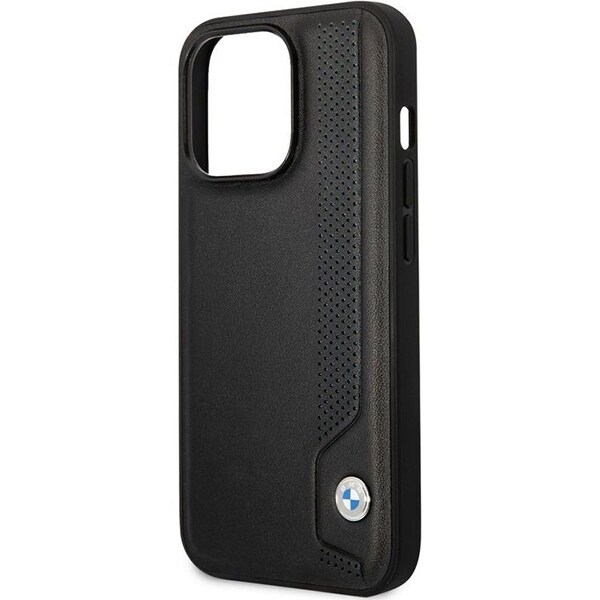 Fodral BMW BMHCP14X22RBDK iPhone 14 Pro Max 6,7" svart/svart hårdfodral Läder Blå prickar