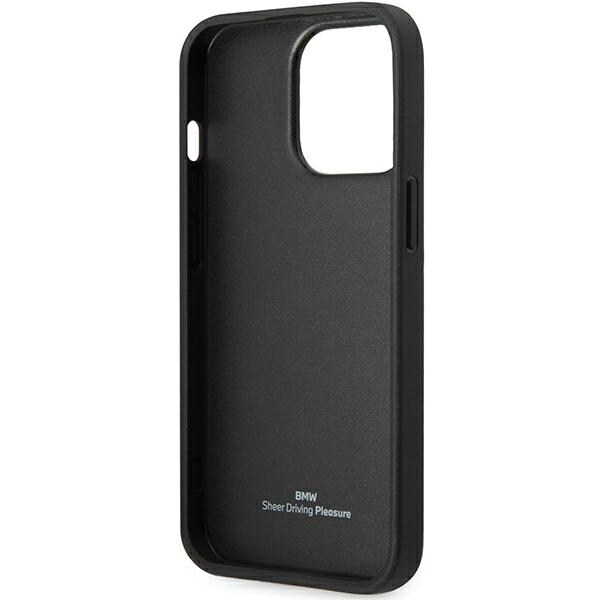 Fodral BMW BMHCP14X22RBDK iPhone 14 Pro Max 6,7" svart/svart hårdfodral Läder Blå prickar