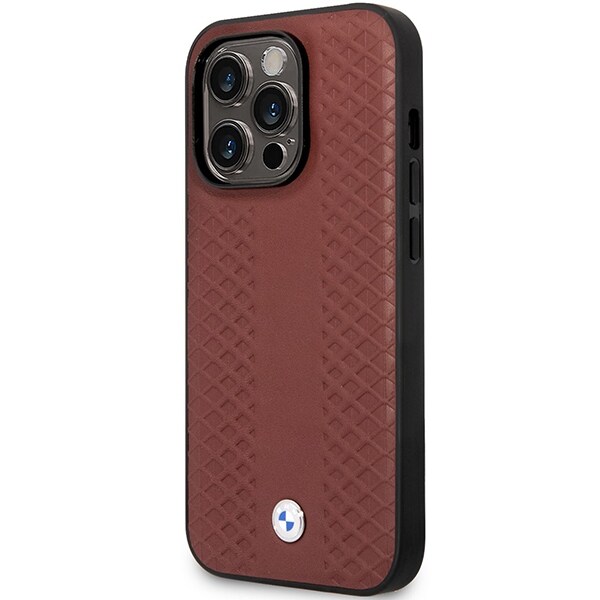 Fodral BMW BMHCP14X22RFGR iPhone 14 Pro Max 6,7" Burgundy/burgundy Läder Diamantmönster