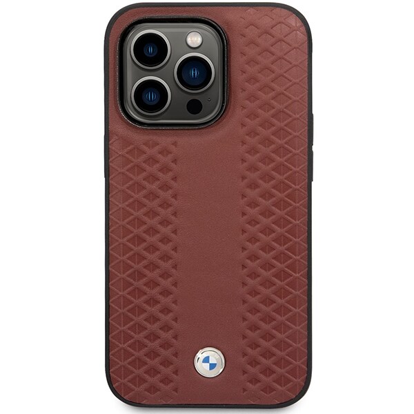 Fodral BMW BMHCP14X22RFGR iPhone 14 Pro Max 6,7" Burgundy/burgundy Läder Diamantmönster