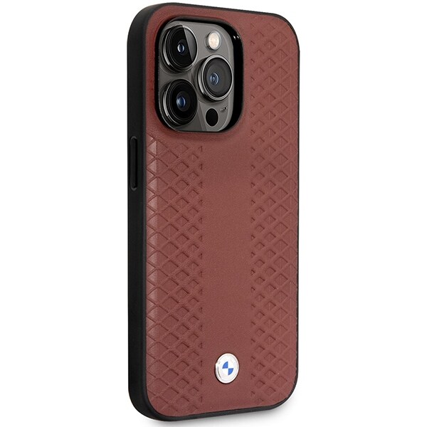 Fodral BMW BMHCP14X22RFGR iPhone 14 Pro Max 6,7" Burgundy/burgundy Läder Diamantmönster
