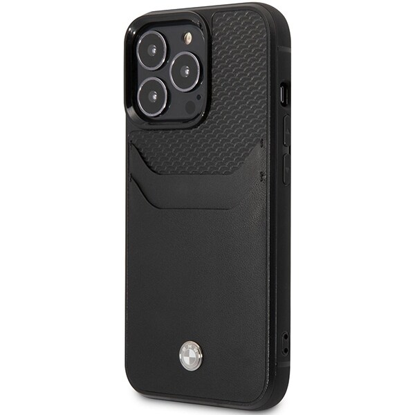 Fodral BMW BMHCP14X22RSEPK iPhone 14 Pro Max 6,7" svart/svart Läder Kortplats