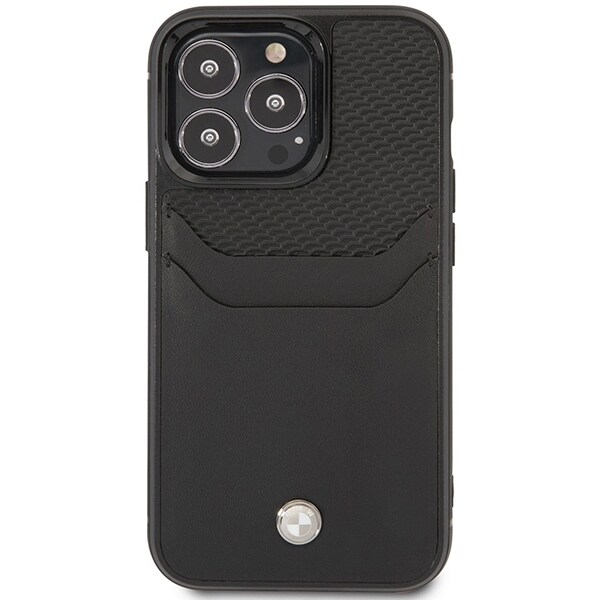 Fodral BMW BMHCP14X22RSEPK iPhone 14 Pro Max 6,7" svart/svart Läder Kortplats