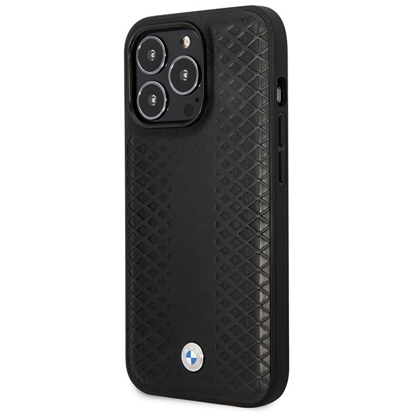 Fodral BMW BMHMP14L22RFGK iPhone 14 Pro 6,1" svart/svart Läder Diamantmönster MagSafe