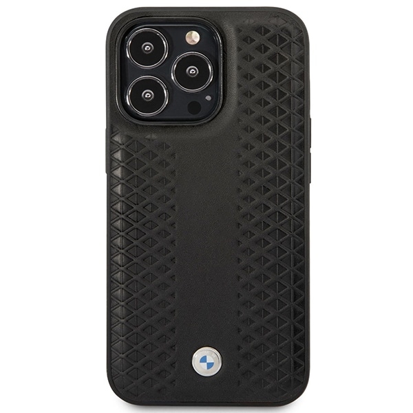 Fodral BMW BMHMP14L22RFGK iPhone 14 Pro 6,1" svart/svart Läder Diamantmönster MagSafe