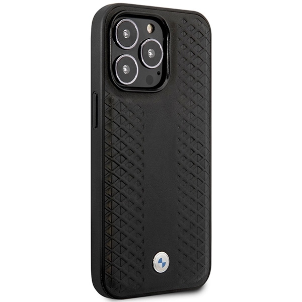 Fodral BMW BMHMP14L22RFGK iPhone 14 Pro 6,1" svart/svart Läder Diamantmönster MagSafe