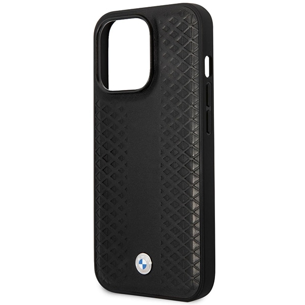 Fodral BMW BMHMP14L22RFGK iPhone 14 Pro 6,1" svart/svart Läder Diamantmönster MagSafe