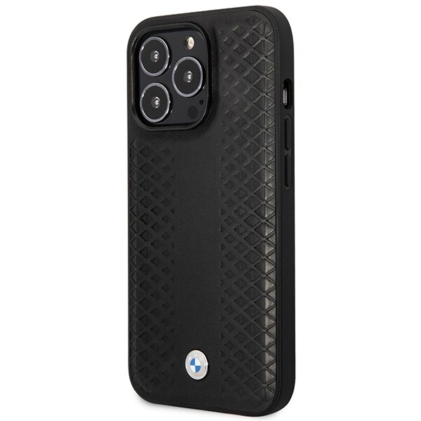Fodral BMW BMHMP14X22RFGK iPhone 14 Pro Max 6,7" svart/svart Läder Diamantmönster MagSafe