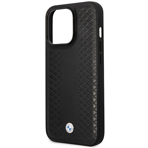 Fodral BMW BMHMP14X22RFGK iPhone 14 Pro Max 6,7" svart/svart Läder Diamantmönster MagSafe
