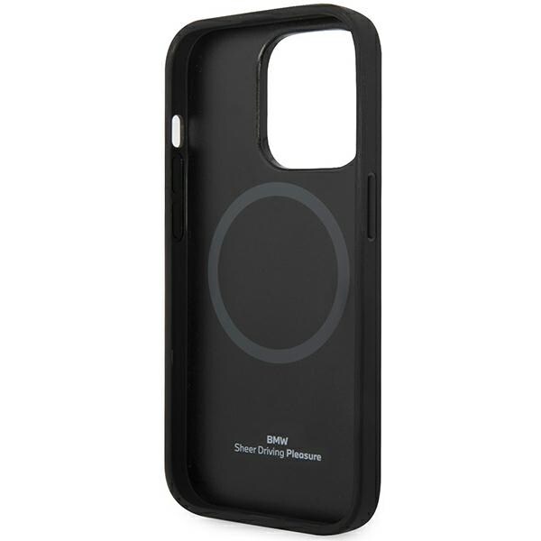 Fodral BMW BMHMP14X22RFGK iPhone 14 Pro Max 6,7" svart/svart Läder Diamantmönster MagSafe