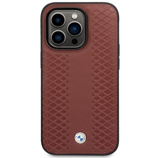 Fodral BMW BMHMP14X22RFGR iPhone 14 Pro Max 6,7" Burgundy/burgundy Läder Diamantmönster MagSafe