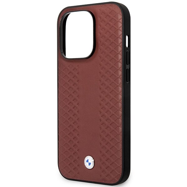 Fodral BMW BMHMP14X22RFGR iPhone 14 Pro Max 6,7" Burgundy/burgundy Läder Diamantmönster MagSafe