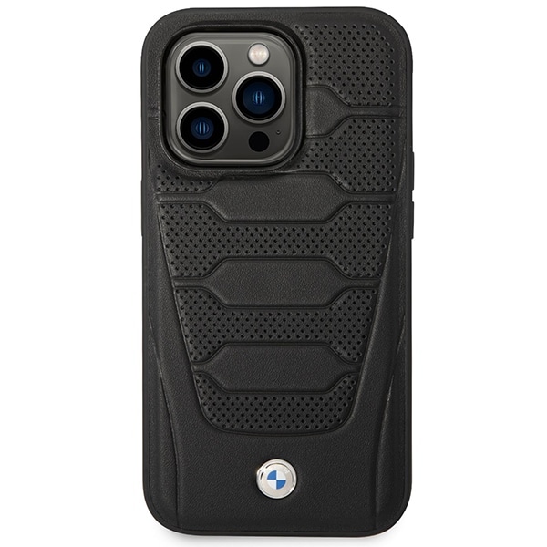 Fodral BMW BMHMP14X22RPSK iPhone 14 Pro Max 6,7" svart/svart Lädersitsar Mönster MagSafe