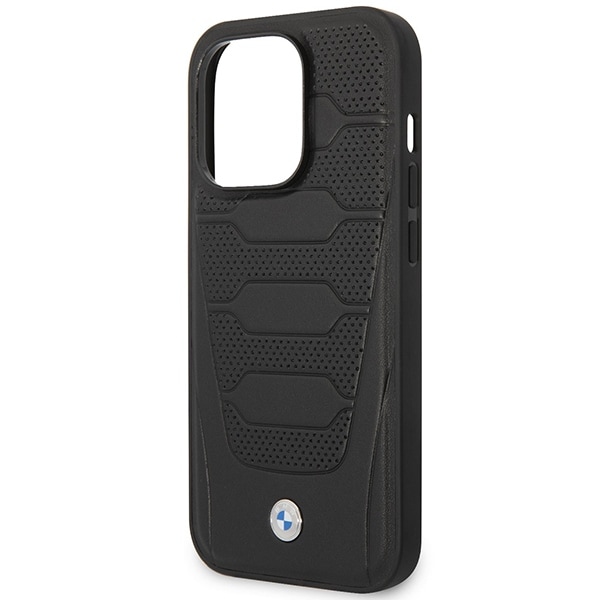 Fodral BMW BMHMP14X22RPSK iPhone 14 Pro Max 6,7" svart/svart Lädersitsar Mönster MagSafe
