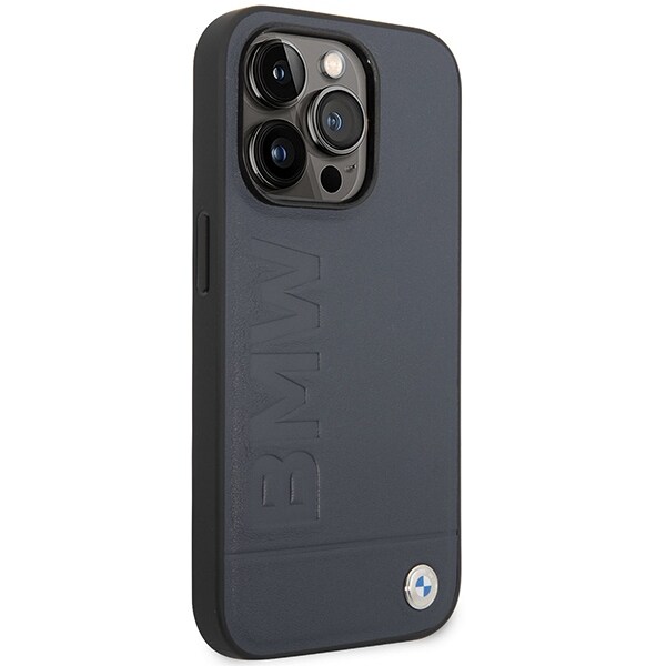 Etui BMW BMHMP14XSLLNA iPhone 14 Pro Max 6,7" navy/navy hardcase Læder Hot Stamp MagSafe