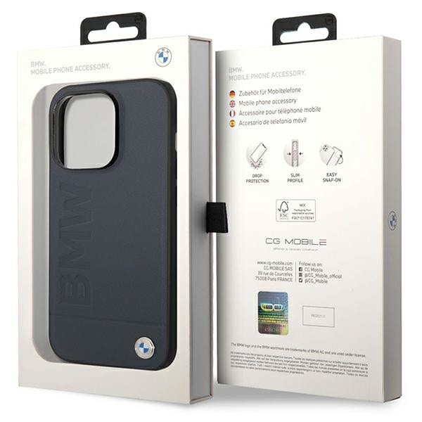 Etui BMW BMHMP14XSLLNA iPhone 14 Pro Max 6,7" navy/navy hardcase Læder Hot Stamp MagSafe
