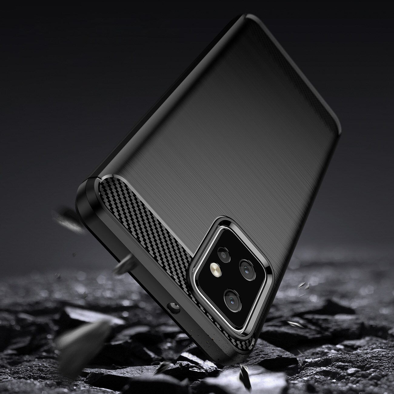 Carbon Case til Motorola Moto G Power 2023 fleksibelt silikone carbon cover sort