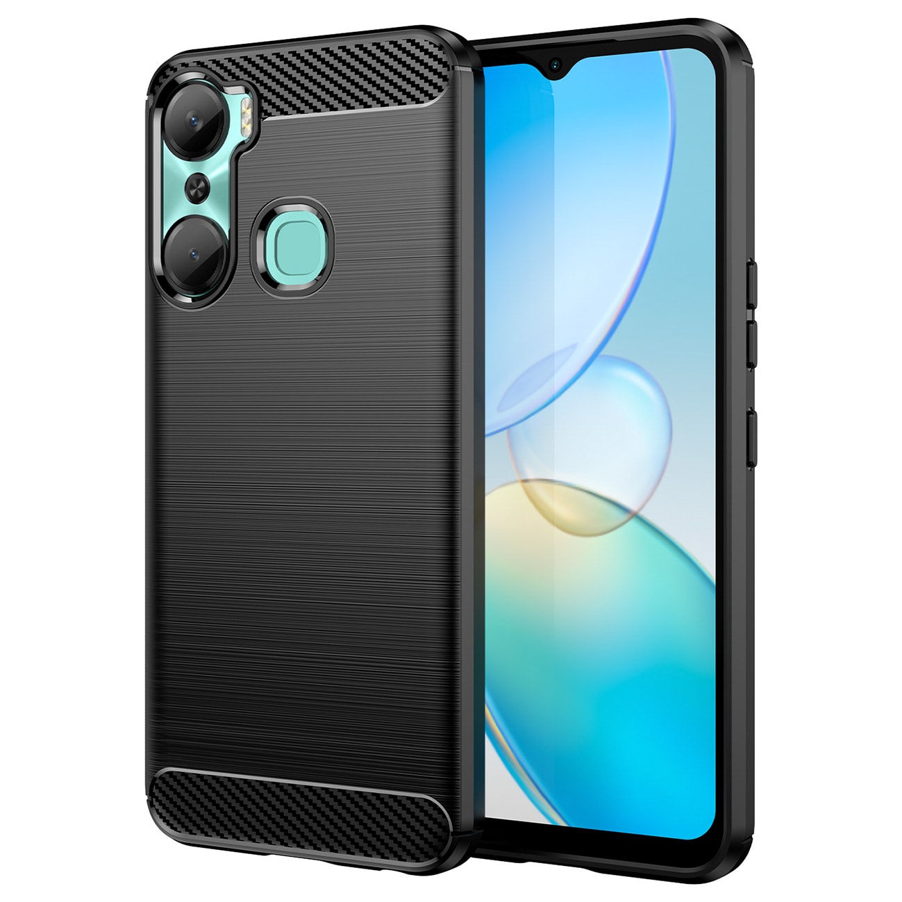 Carbon Case fodral till Infinix Hot 12 Pro flexibelt silikonfodral i kolfiber svart
