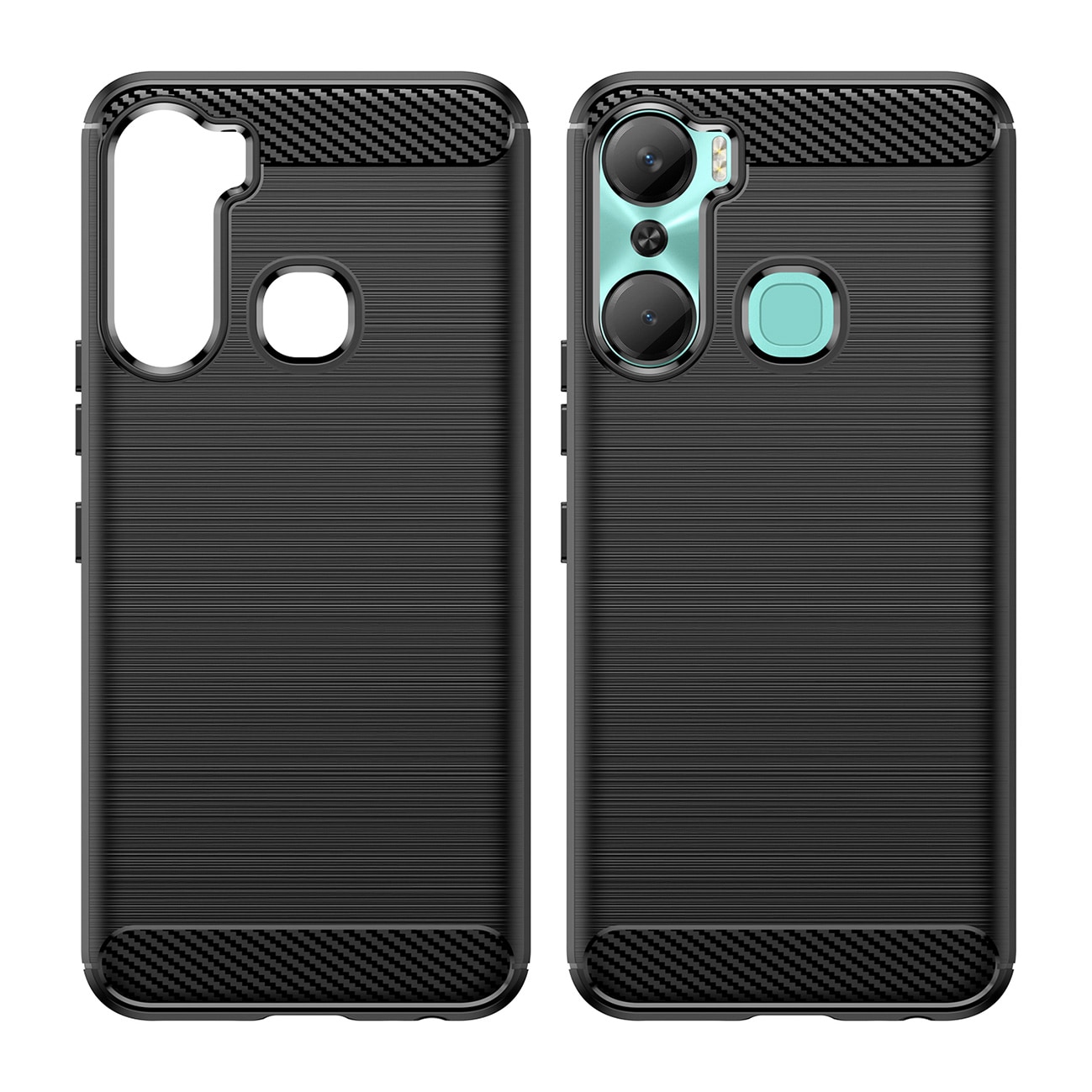 Carbon Case etui til Infinix Hot 12 Pro fleksibelt silikone carbon cover sort