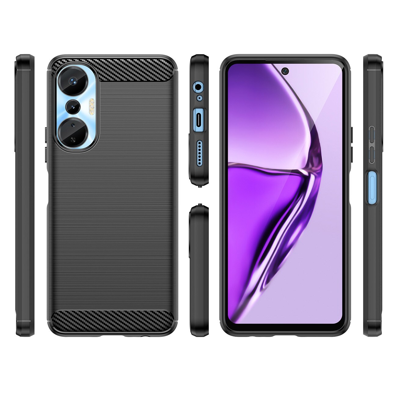 Carbon Case etui til Infinix Hot 20S fleksibelt silikone carbon cover sort