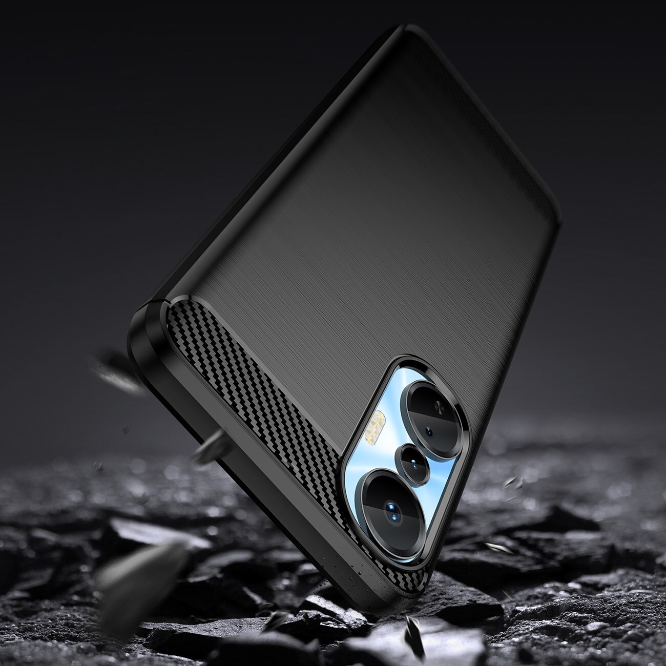 Carbon Case etui til Infinix Hot 20S fleksibelt silikone carbon cover sort