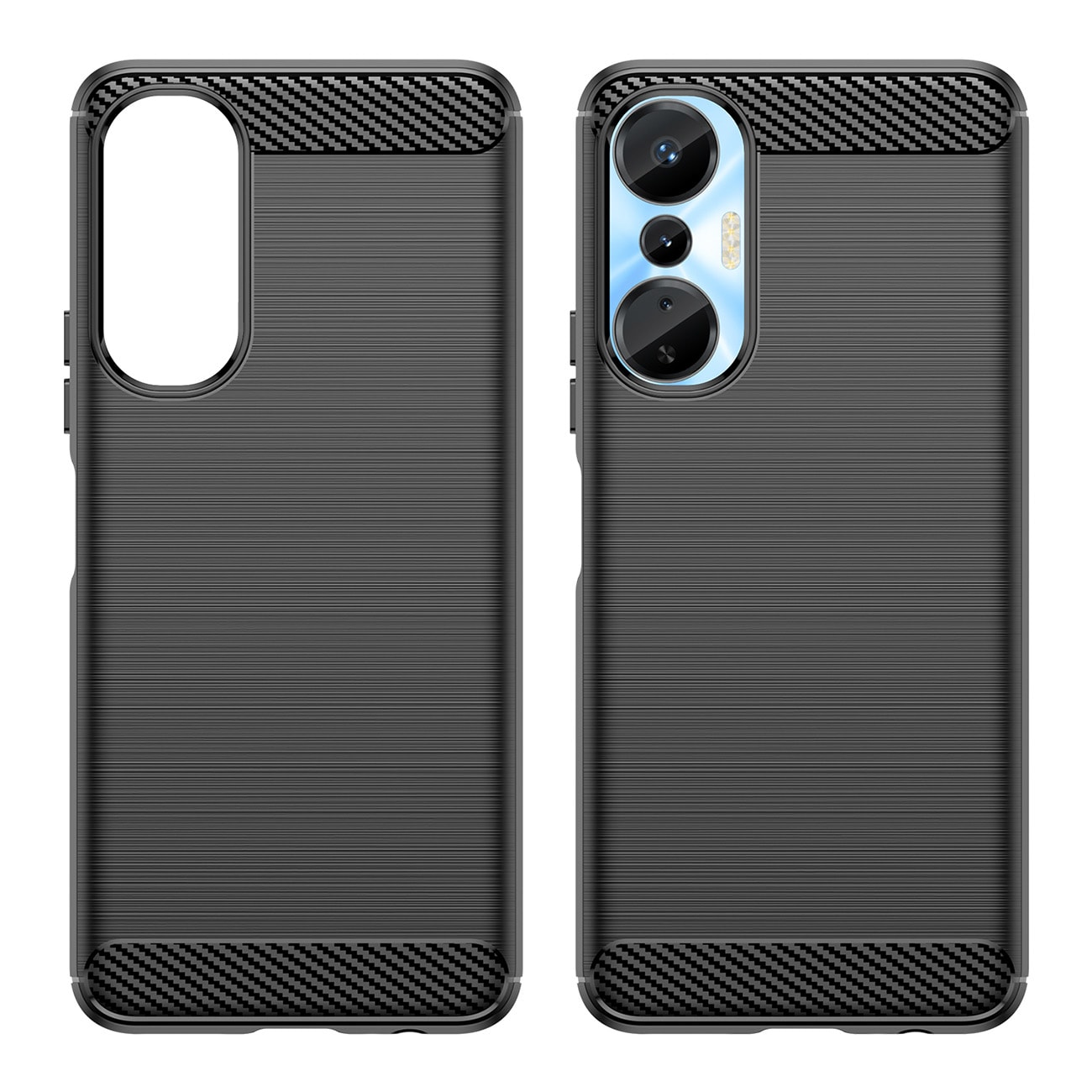 Carbon Case etui til Infinix Hot 20S fleksibelt silikone carbon cover sort