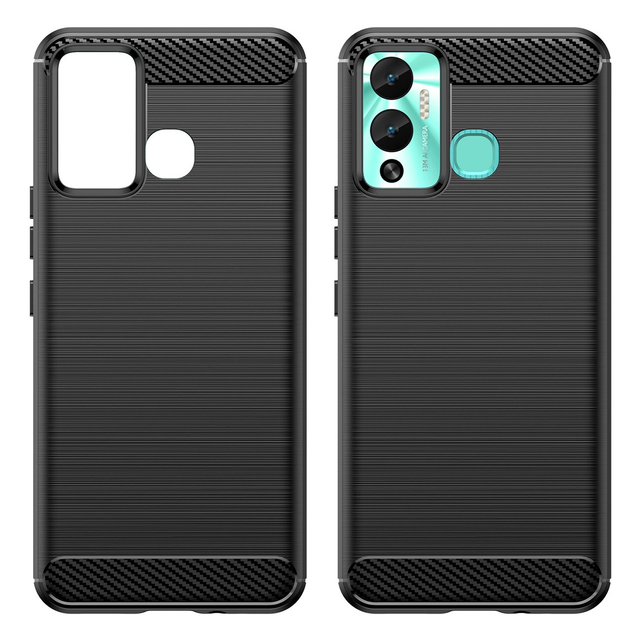 Carbon Case etui til Infinix Hot 12 Play NFC / Hot 12 Play fleksibelt silikone carbon cover sort