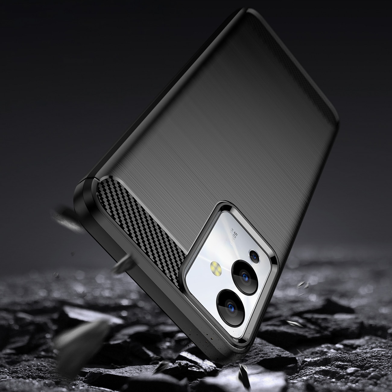 Carbon Case etui til Infinix Note 12i fleksibelt silikone carbon cover sort