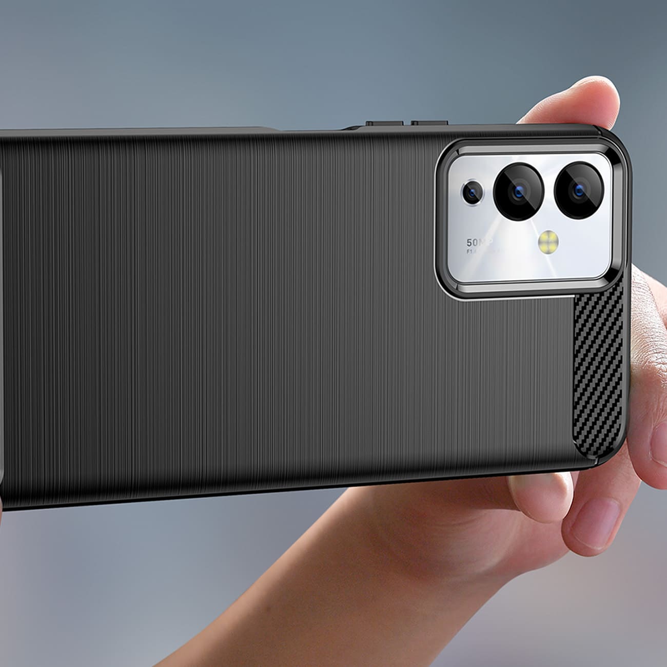 Carbon Case etui til Infinix Note 12i fleksibelt silikone carbon cover sort