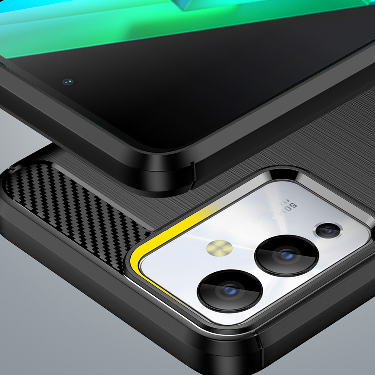 Carbon Case etui til Infinix Note 12i fleksibelt silikone carbon cover sort