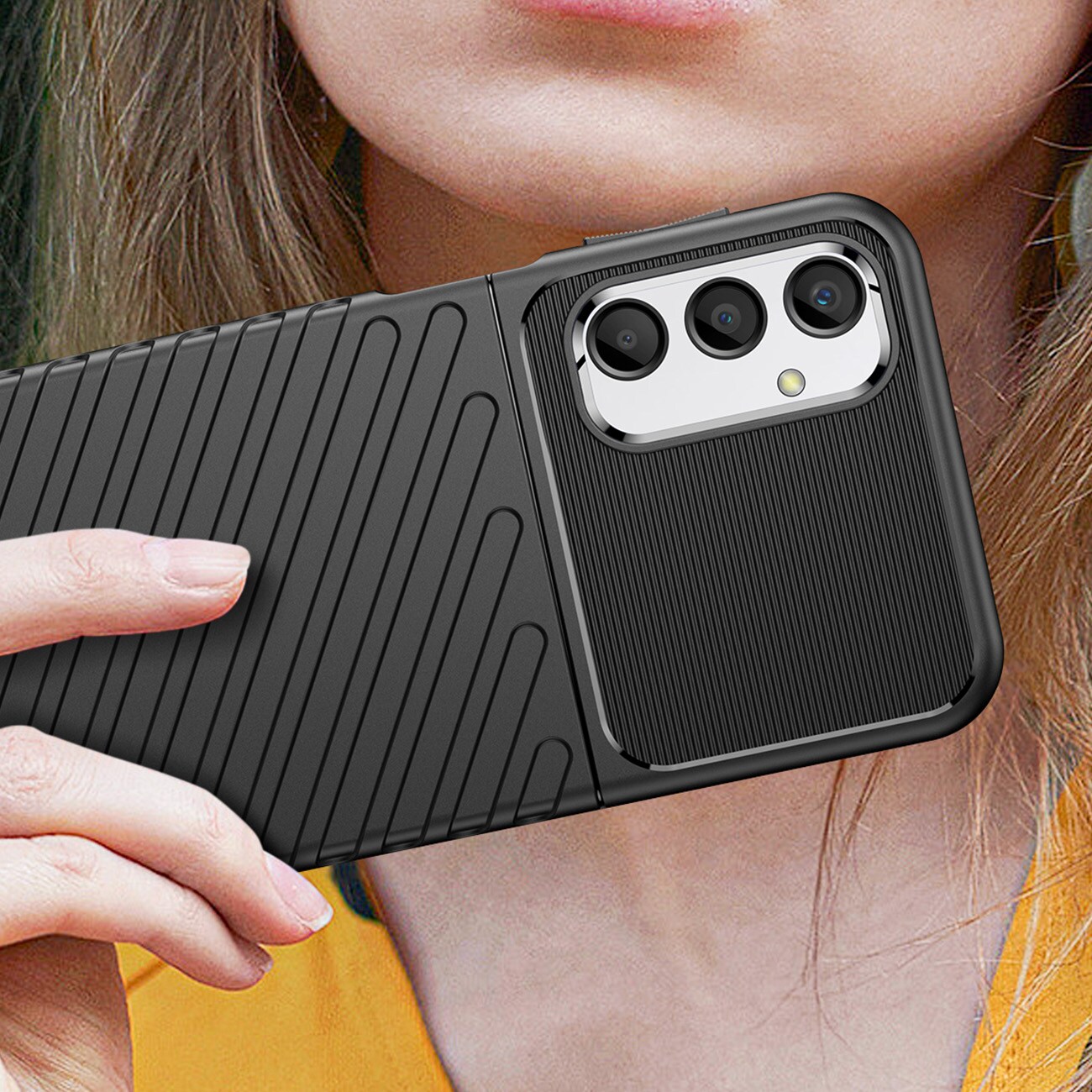 Thunder Case fodral för Samsung Galaxy A24 4G silikon pansar fodral svart